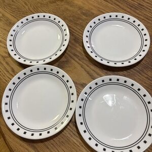 Corelle City Block 4 Black White Bread Butter Dessert Plate 6.75" Vitrelle USA